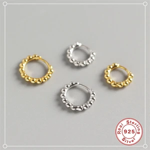 Серьги-кольца ROXI в классическом стиле женские, простые круглые украшения из стерлингового серебра 925 пробы с мелкими круглыми бусинами в стиле панк, Ювелирное Украшение