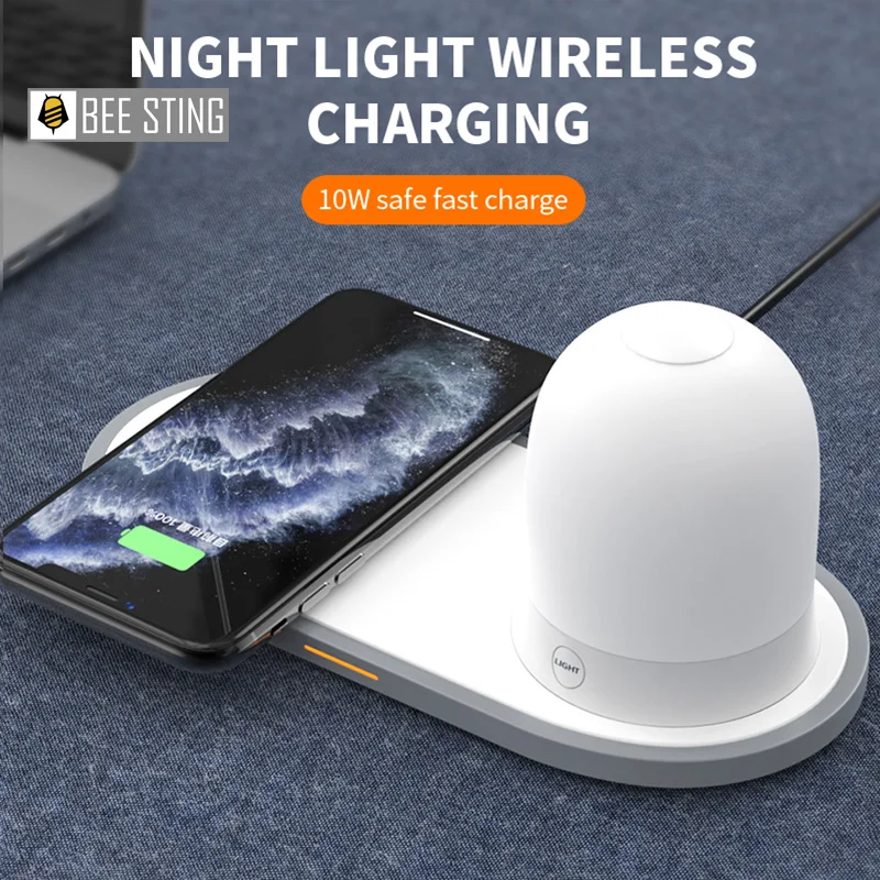 

QI Fast Wireless Charger Dock for iphone Samsung Huawei Xiaomi OnePlus Airpods Charger Holder Smart touch LED lights