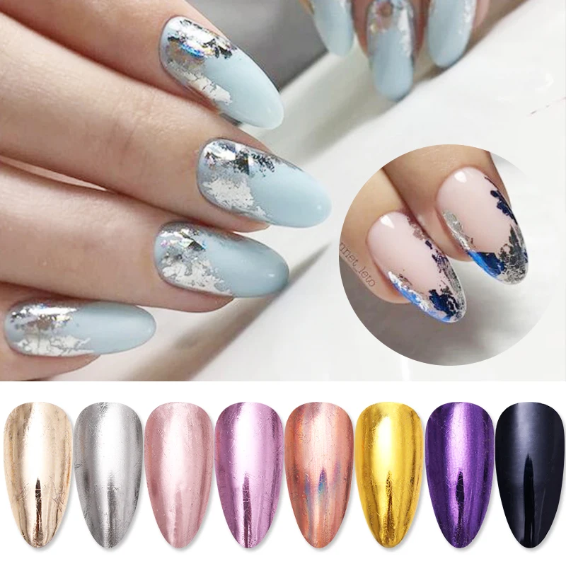 Металлические Nail зеркальная фольга эффект слайдер для ногтей Клей к требованиям