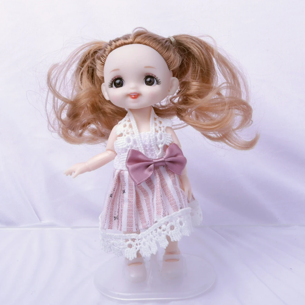 

16cm Beauty Girl BJD Doll Cute Brown blue Eyeball yellow 13 Movable Joints Doll 6 Inch Makeup with Fashion Dress for Girls Toy