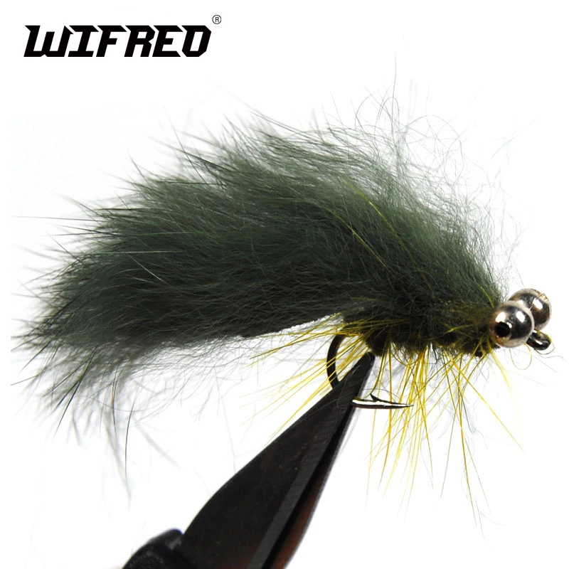 Wifreo 8 шт. 6# зеленый/оливковый Белый Черный немой колокольчик глаз Zonker Fly Рыбалка стримеры
