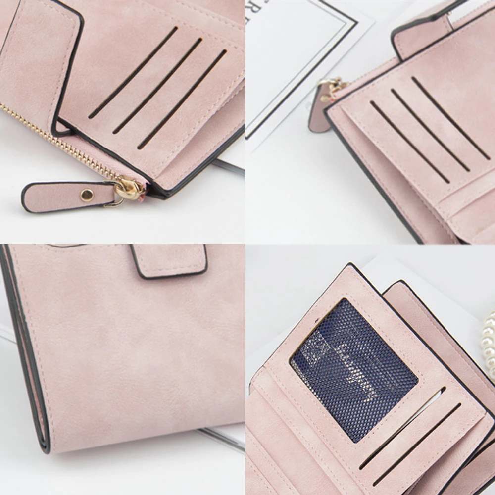 

2019 Leather Women Wallet Hasp Small and Slim Coin Pocket Purse Women Wallets Cards Holders Ptgirl Brand short Wallets women