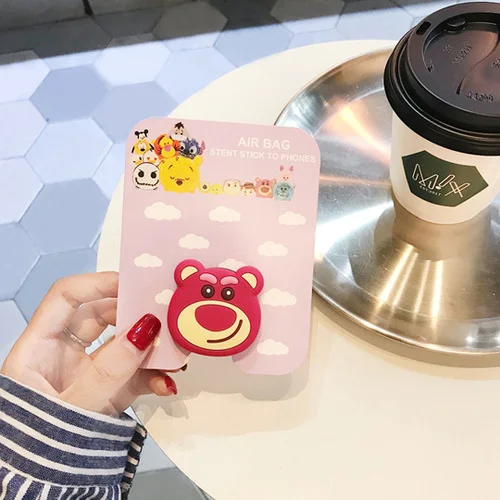 Red bear Универсальный держатель для телефона с воздушной подушкой, автомобильный держатель для телефона, растягивающийся Кронштейн для мобильного телефона, чехол для iphone с мультипликационным рисунком - Цвет: Red bear