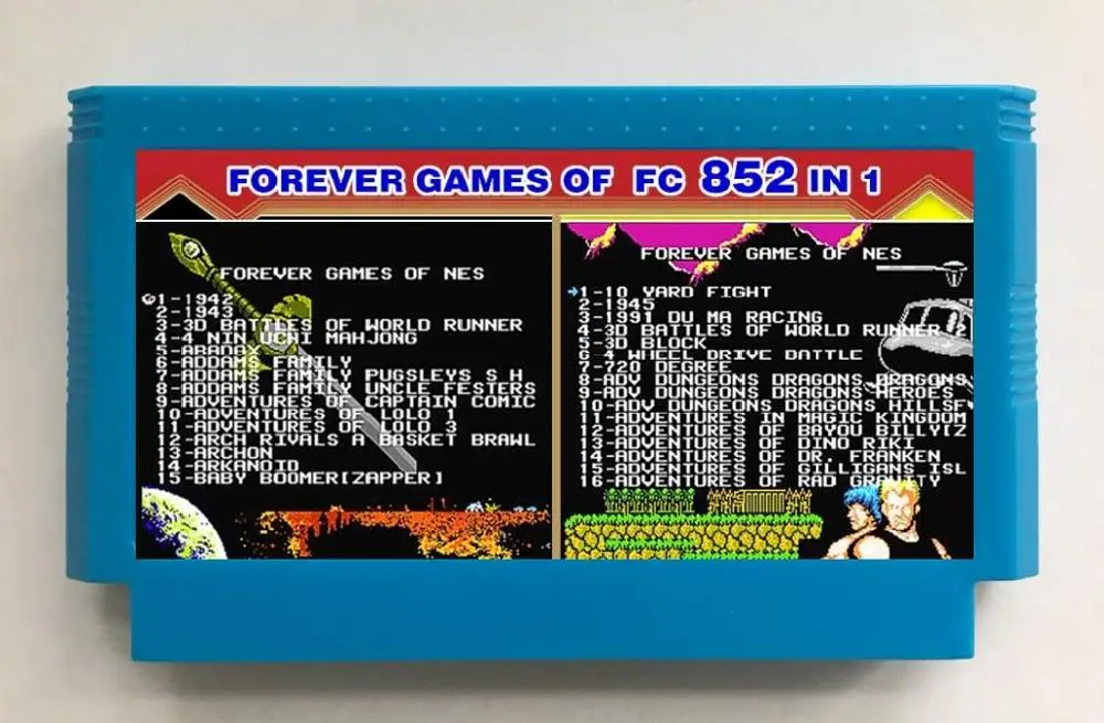 Игровой картридж FOREVER DUO GAMES OF NES 852 в 1(405+ 447) для консоли NES, всего 852 игр 1024 Мбит флэш-чип в использовании - Цвет: FC60Pins Version