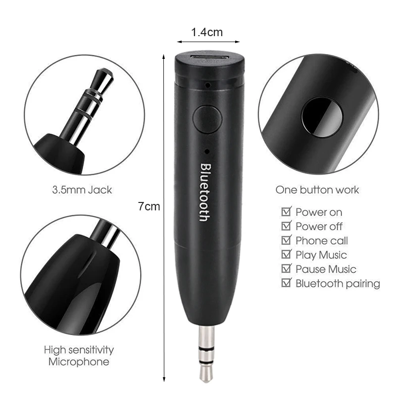 Беспроводной автомобильный комплект Bluetooth 5 0 разъем 3 мм AUX гарнитура стерео