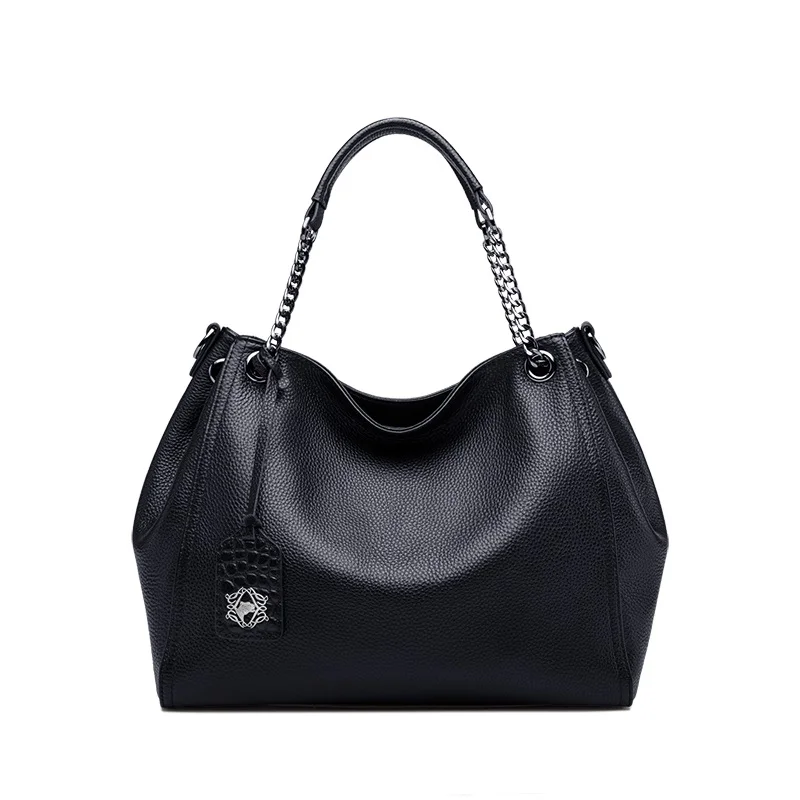 Женская сумка из воловьей кожи ZOOLER черная дизайнерская на плечо натуральной