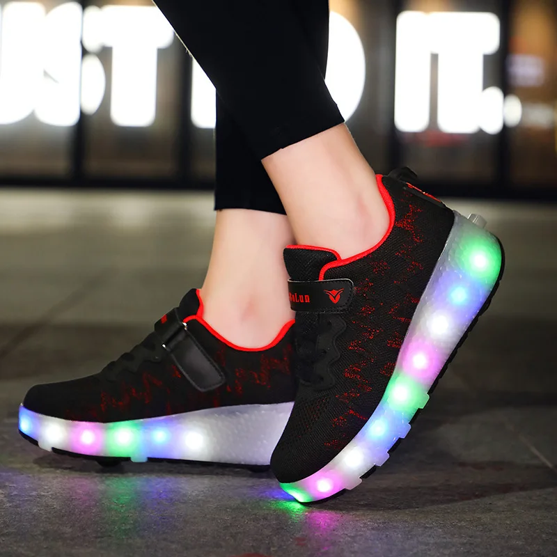 

Child Girl Roller Sneaker with Light LED Boys Girls Glowing Wheels Shoes for Children Luminous Shoes Wheel Re-charged Size 28-40