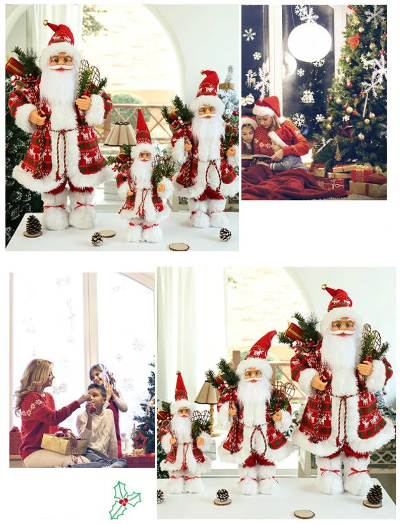

New Creative Fashion Red Robe White Beard Santa Claus Doll Birthday Holiday Gift Santa Claus Fabric Home Decoration Ornaments