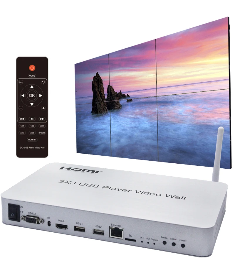2x3 HDMI HD ТВ экран Сращивание процессор 4K 2x2 1x2 ТВ видео настенный контроллер USB плеер Поддержка KVM USB мышь клавиатура Ethernet