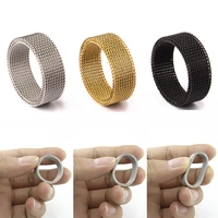 high quality stylish 316l stainless steel ring silvergoldblack mesh retro punk ring for men and women 8mm wide wedding gift
