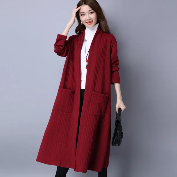 Женский хлопковый льняной Тренч пальто осень зима длинный рукав открытый Стич