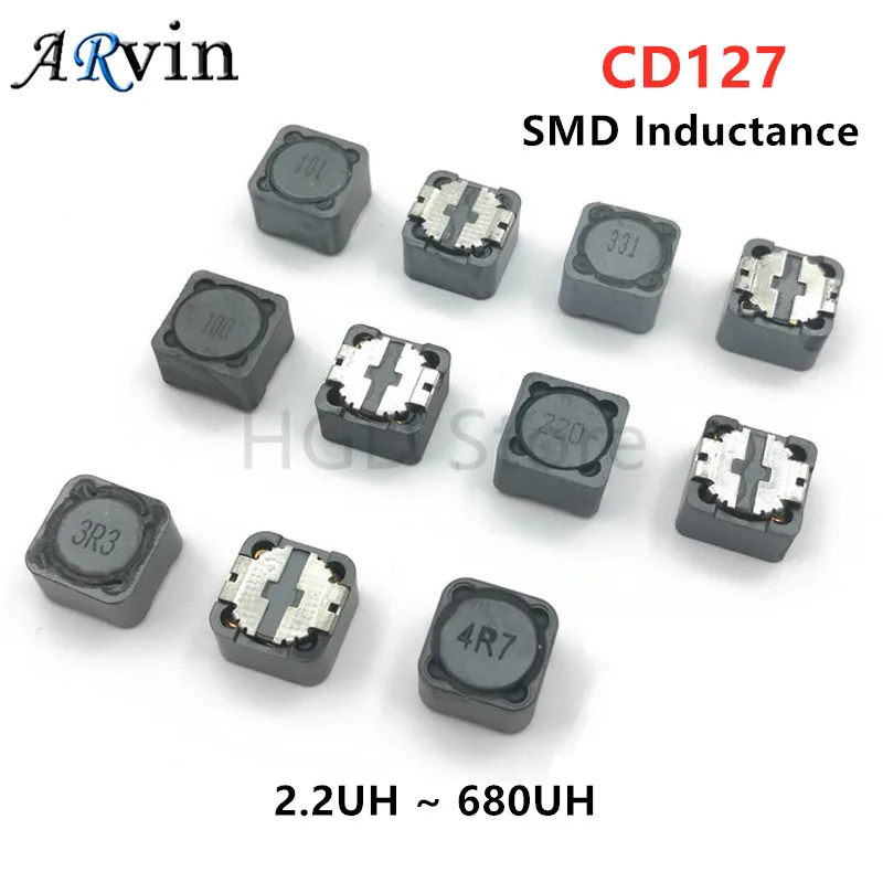 

CD127R CD127 экранированная Катушка Индуктивности SMD индуктор 12*12*7 мм индуктивность мощности 2,2/3,3/4,7/10/15/22/33/47/68/6,8/100/150-220/330 мкГн