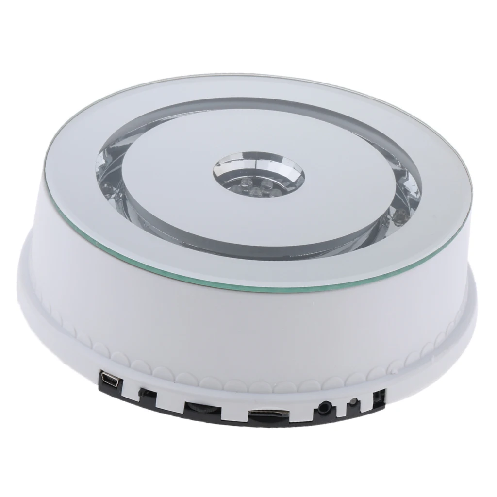 

LED Tempered Glass Electric Rotating Display Turntable Mirrored Display Base