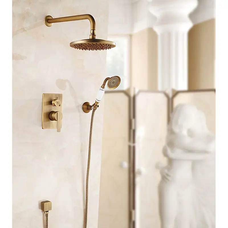 Настенный душ Ellen Душевая система Античная бронзовая дождевая настенный
