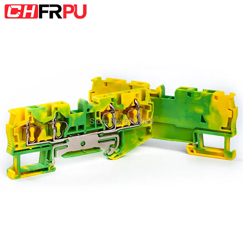 1Pcs ST4-QUATTRO-PE Din Rail Four conductor spring cage terminal block two in out Earthed wire | Обустройство дома