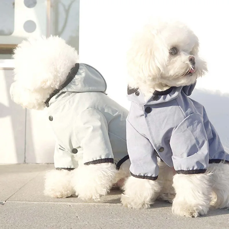 

Pet Raincoat Waterproof Reflective Portable Hooded Poncho Dog Outdoor Clothes For Teddy All Season Rain Coat for Samll Mediumn