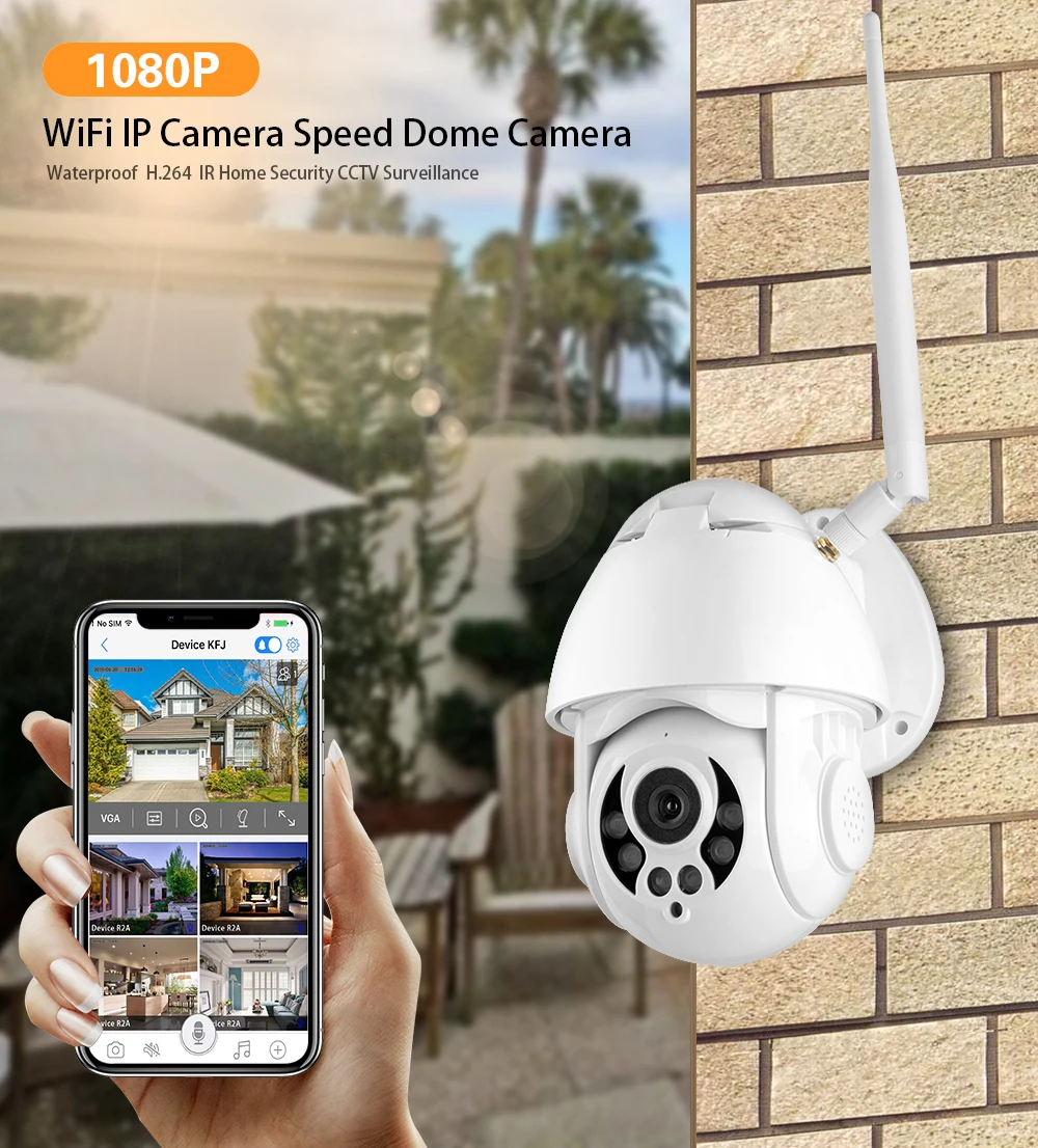 HD 1080P PTZ WiFi IP камера обнаружение движения автоматическое отслеживание