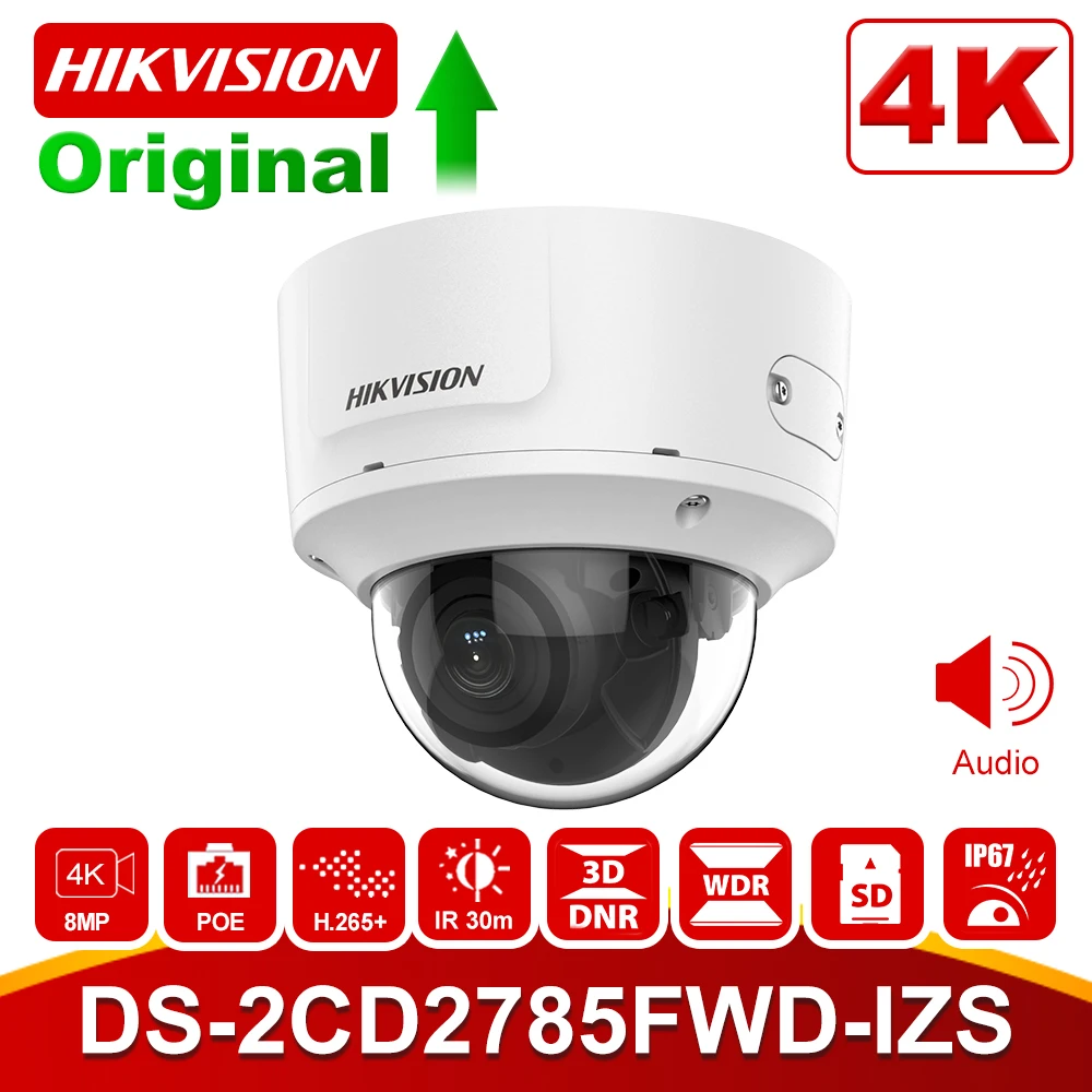 HIKVISION Vari-focal 2,8-12 мм 4K купольная IP камера DS-2CD2785FWD-IZS 8MP видеонаблюдения POE CCTV камера H.265 IR 30 м