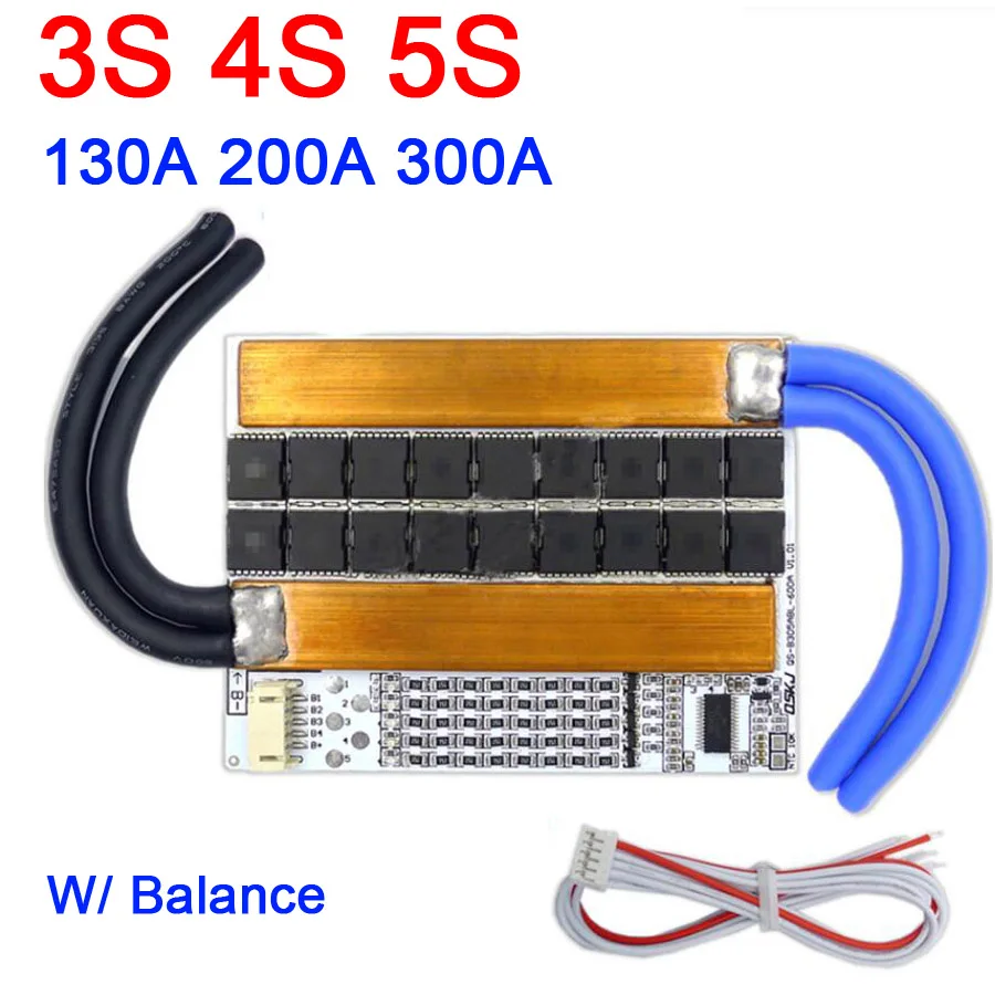 

3S 4S 5S 130A 200A 300A 3.2V 3.7v 12V Li-ion Lipo LifePo4 Lithium Protection Board High Current BMS Motorcycle car start
