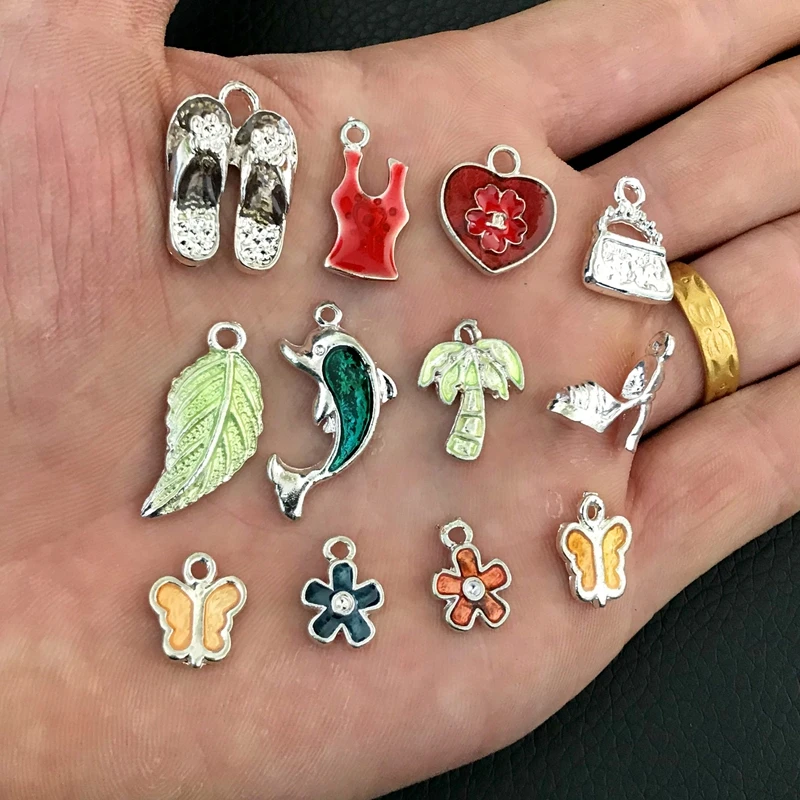 12 шт./лот капельницы масло Металл цветок лист амулеты разъемы для серег кулон