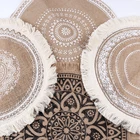 Богемный хлопковый тканый планшетофон 40 см, круглый цветочный изоляционный обеденный нескользящий нежный кухонный декор с кисточками