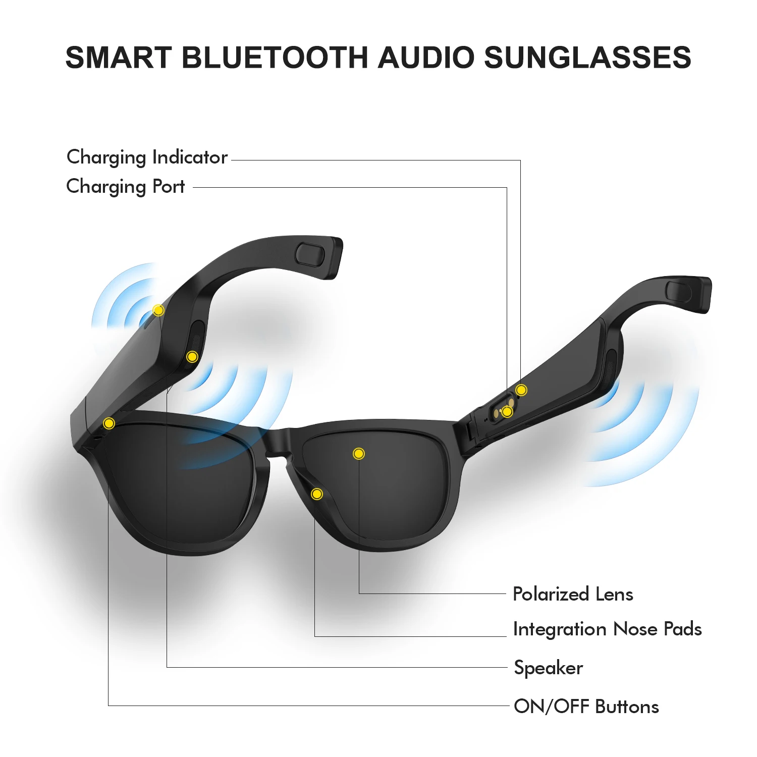 Фото Солнцезащитные очки с Bluetooth 2022, беспроводные смарт-очки для мужчин и женщин, наушники с открытым ухом для музыки, звонков в режиме громкой св... №2