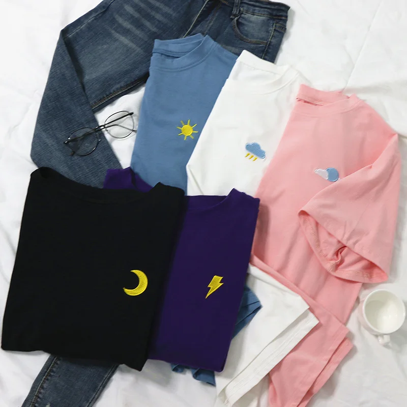 SONDR с изображением облаков молнии и солнце хлопковые футболки в стиле Харадзюку
