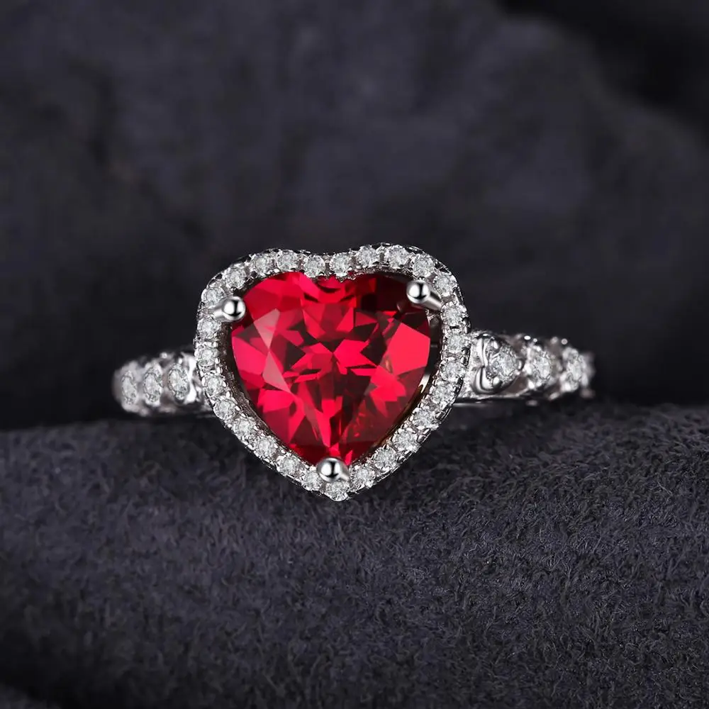 Jewelrypalace Сердце океана 2.7ct красный создания рубин любовь навсегда Halo Promise Ring 925 стерлингов Серебряные кольца для Для женщин Мода