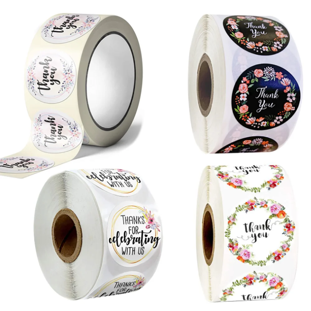 

500pcs/roll Wedding Stickers Thank You Stickers Seal Label Gift Cards Stickers For Party Handmade Envelope Stationery Decoration
