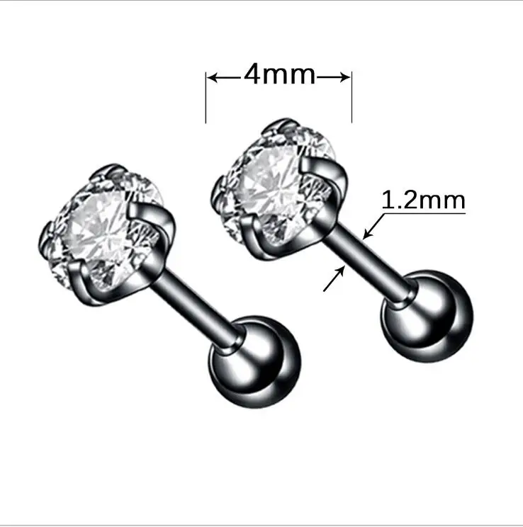 2PC Simple Claw Zircon Ear Nail Stainless Steel Cartilage Stud Earrings for Women Bone Puncture Helix Piercing Jewelry | Украшения и