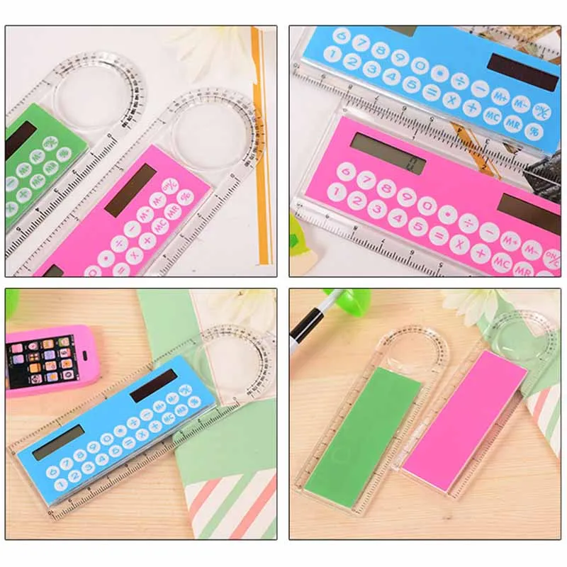 

Mini Calculator Magnifier Multifunction 10cm Ultrathin Ruler Student Office Stationery Supply New Arrival