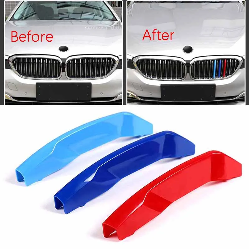 3 шт. 3D автомобиля Передняя решетка отделка полоски стикеры автоспорта для BMW F30 F10