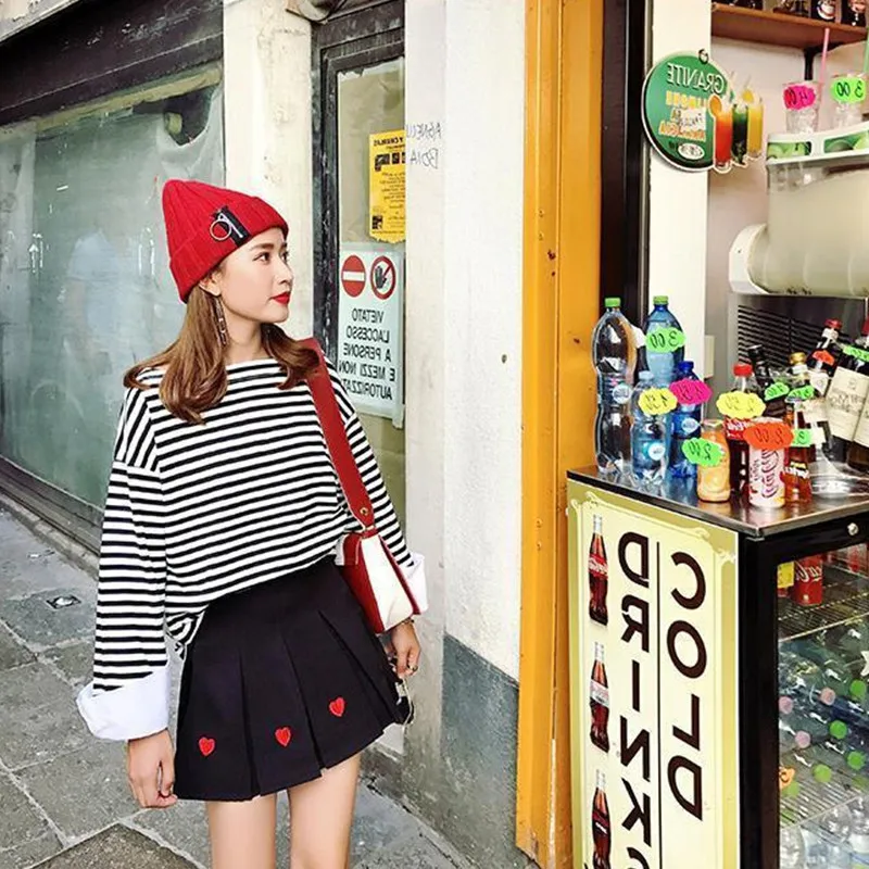 Новая модная одежда для женщин 2019 Осенняя полосатая футболка с длинным рукавом
