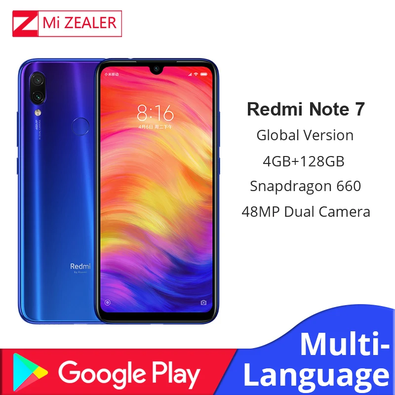 Xiaomi Redmi Note 7 4 Гб + 128 ГБ Восьмиядерный процессор Snapdragon 660 4000 мАч 6 3 дюйма 2340*1080 48мп 5Мп