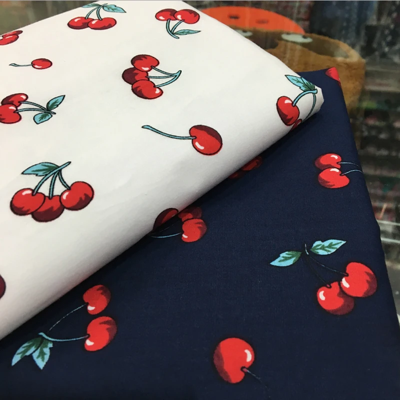 

100cm*147cm cute cherry print fabrics cotton poplin
