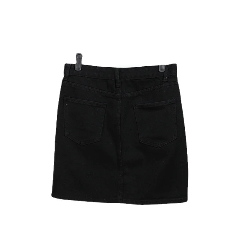 

202 European American Spring and Autumn New Black Large Fashionable Women's Denim Skirt