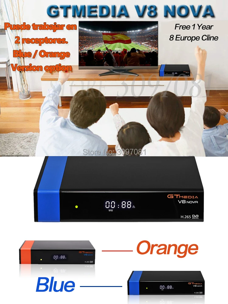 Лучший 1080P DVB-S2 GTmedia V8 Nova спутниковый ТВ ресивер Freesat V8 Super Receptor GT Media V8 Nova с Европейским Cline 1 год