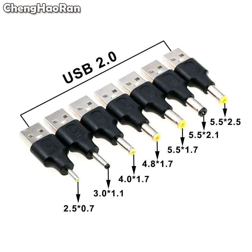 ChengHaoRan USB to DC Power Plug A Male Jack 5.5*2.5 5.5*2.1 4.8*1.7 2.5*0.7mm Connector 5V Charger Adapter | Компьютеры и офис