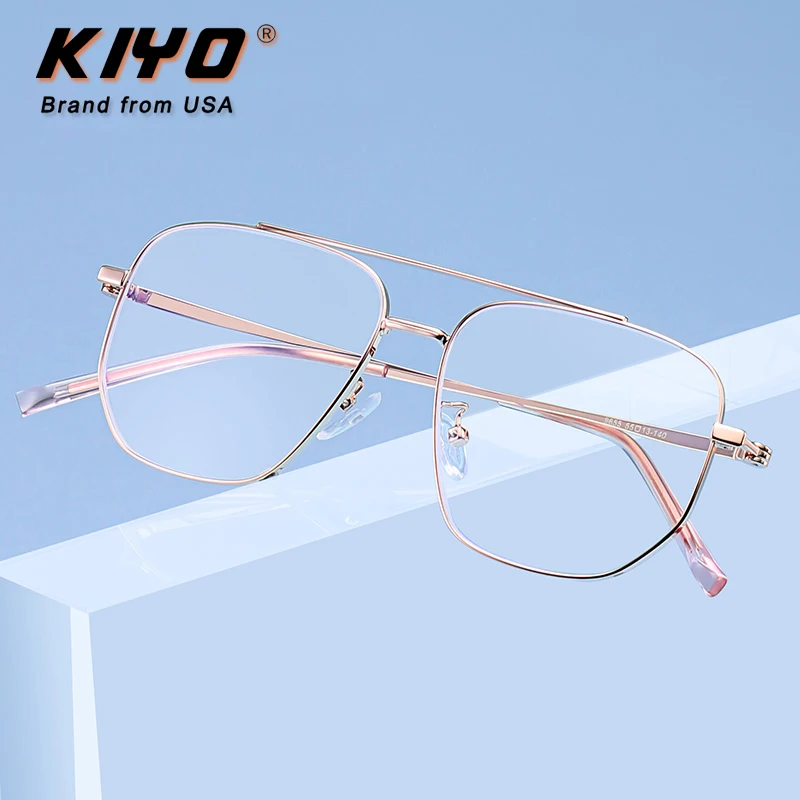 

KIYO Brand 2020 New Women Men Fashion Anti Blue Light Optical Frame Metal Eyeglasses Frames Square Spectacles Glasses 9655