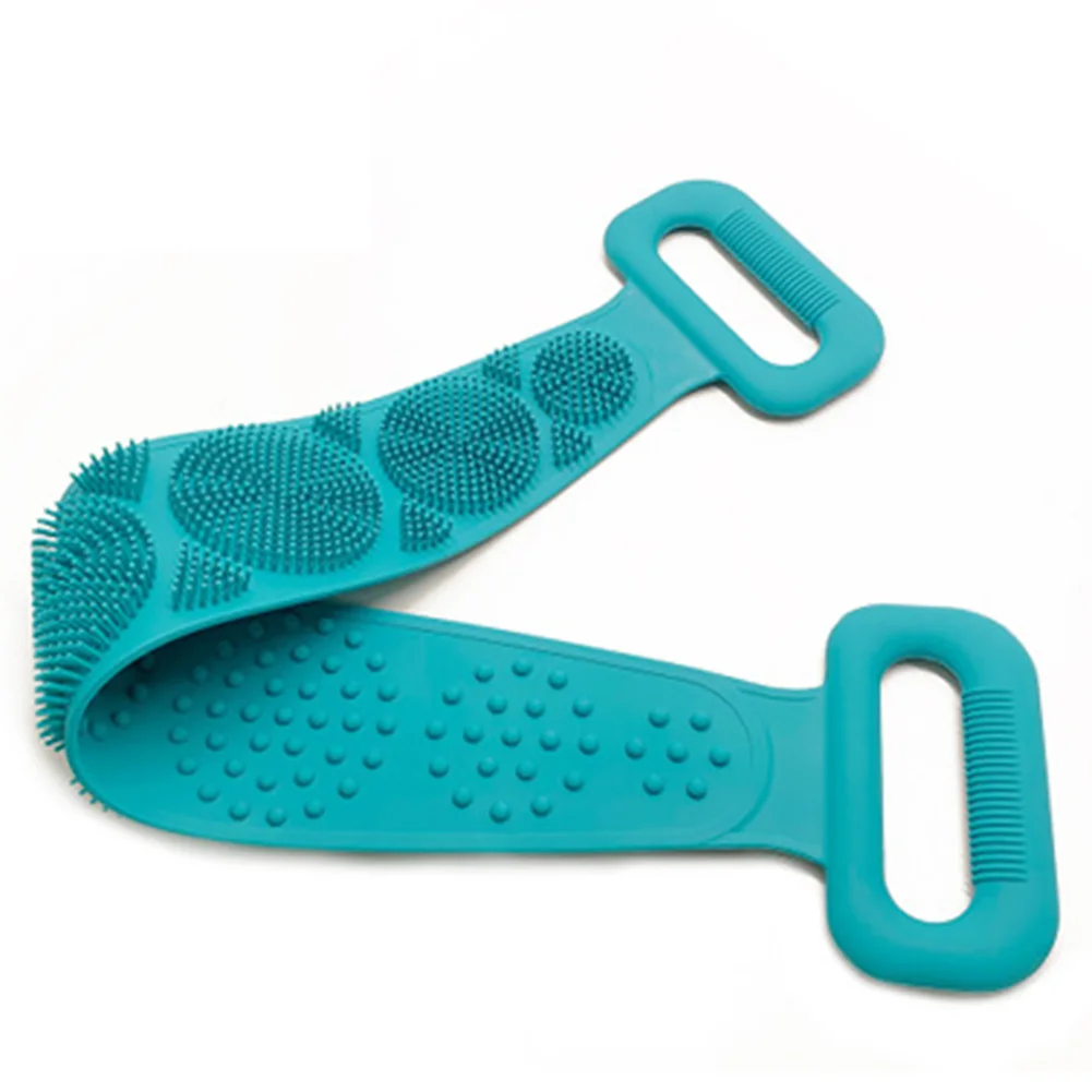 green Body Wash Silicone Body Scrubber Belt Double Side Shower Exfoliating Belt Removes Bath Towel DC156 - Цвет: green