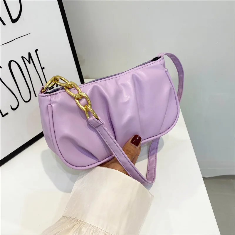 

Fashion Exquisite Women's Handbags Retro Casual Women Totes Shoulder Bags Female Leather Solid Color Chain Handbag for Women