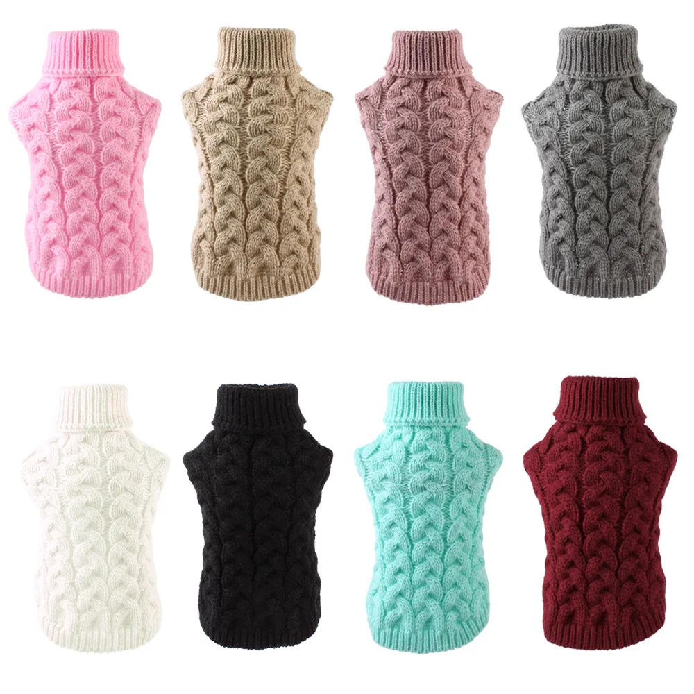 

Winter Warm Dog Cat Sweater Clothes Keep Warming Pet Turtleneck Jumper Clothing Coat Knitting Crochet Cloth Outfit Vest