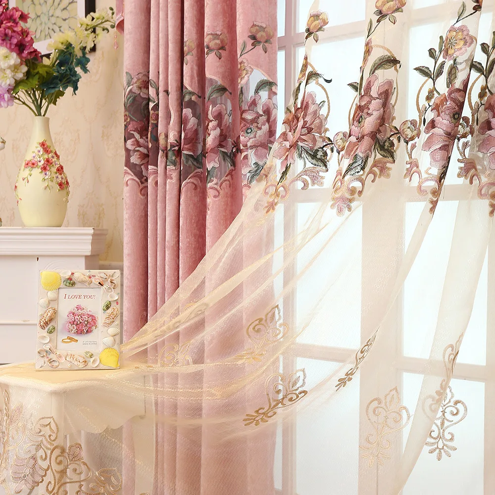 

Modern Simple Pastoral Embroidery Half Shade Curtains for Bedroom European Jacquard Curtains for Living Room Valance Curtains