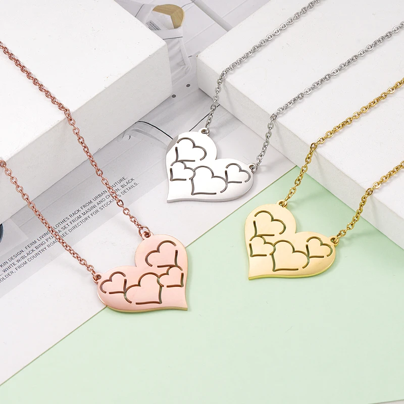 

Цепочка с подвеской в виде сердца, из нержавеющей стали, 10 шт./лот