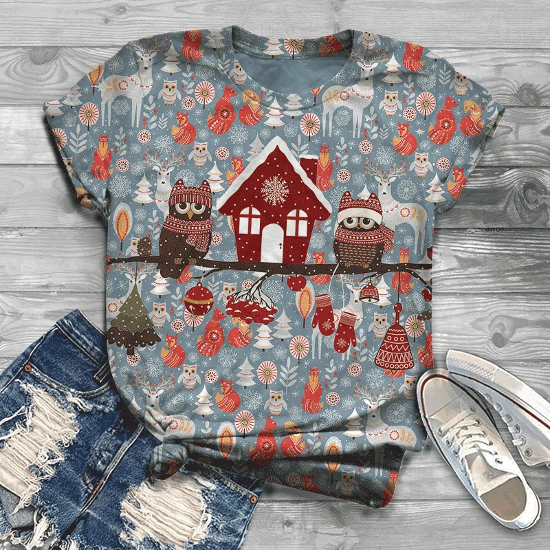 

Cute elephant print T-shirt ladies 2021 Harajuku Ladies T-shirt 3D O-neck short-sleeved print T-shirt ladies clothes