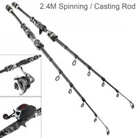 lure fishing rods 2 4m gray camouflage color carbon fiber spinning casting rod 6 section telescopic ultra light travel