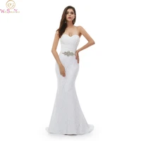 elegant sweetheart mermaid lace wedding dresses 2019 sleeveless elegant boho bridal gowns backless beading belt robe de mariee