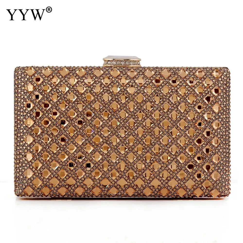 Роскошные женские клатчи сумочка цвета шампанского Стразы для свадьбы вечеринки
