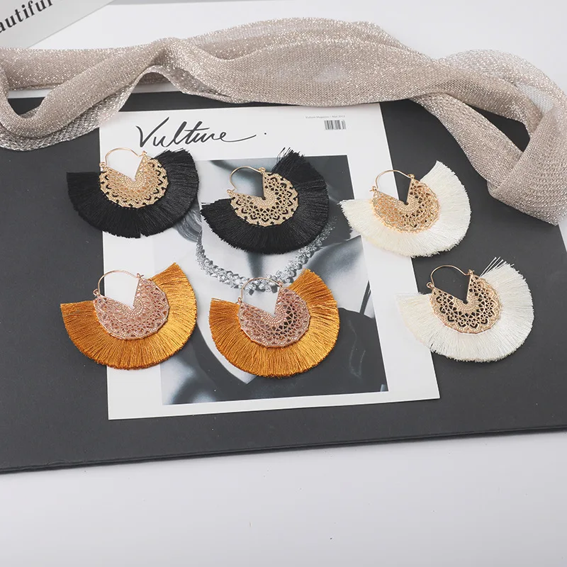 Новый Веер &quotБохо&quot-серьги-подвески в форме кисточек для женщин и девочек