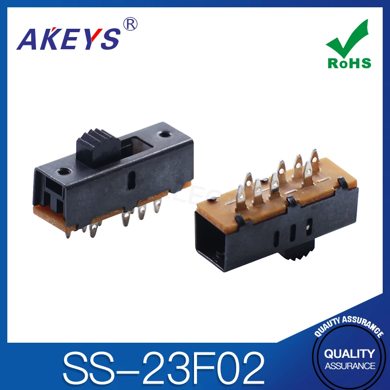 

10PCS SS-23F02 (2P3T) 8-Pin 3-gear Vertical Toggle Switch of various Heights double row sliding switch black case